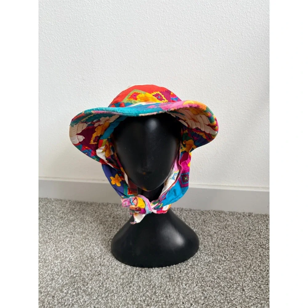 Vintage 80s/90s Visor Vibrant Scarf Hat New Wave Floral Beach Garden Market Days